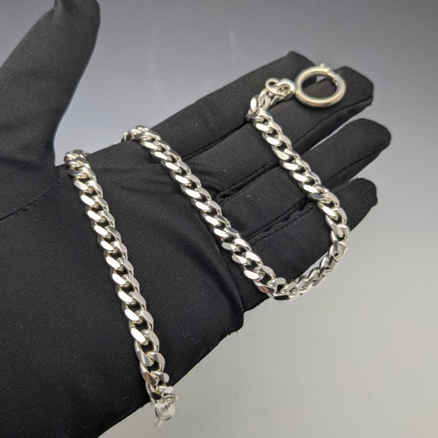 スターリングシルバープレート 引き輪式 アルバートチェーン 喜平リンク