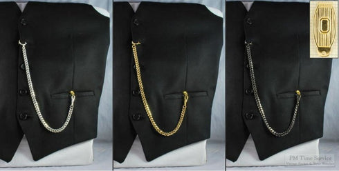 Black Hematite Plate Clip Type Albert Chain Kihei Link