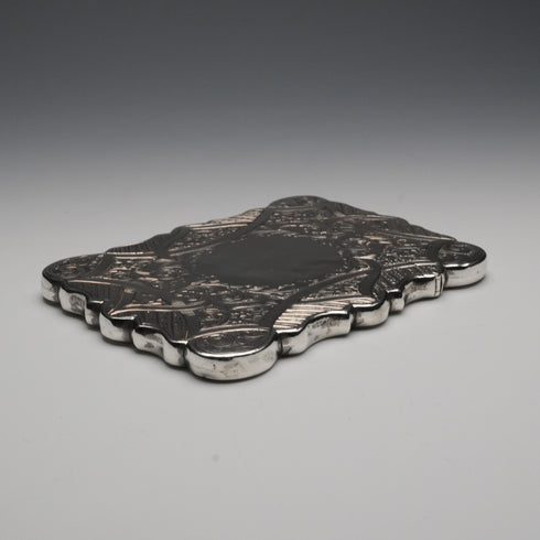 1856 English Antique Solid Silver Card Case 59g Hilliard&Thomason