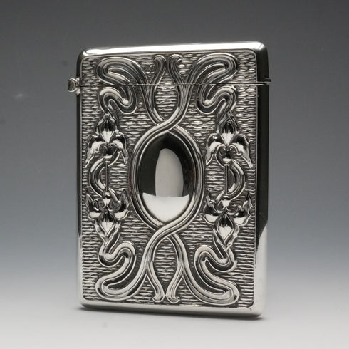 1903 British Antique Sterling Silver Large Card Case 97g Henry Matthews