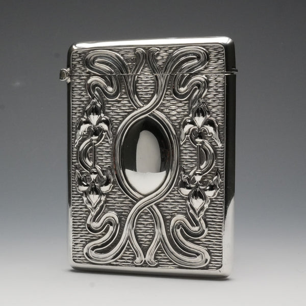 1903 British Antique Sterling Silver Large Card Case 97g Henry Matthews