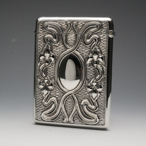 1903 British Antique Sterling Silver Large Card Case 97g Henry Matthews