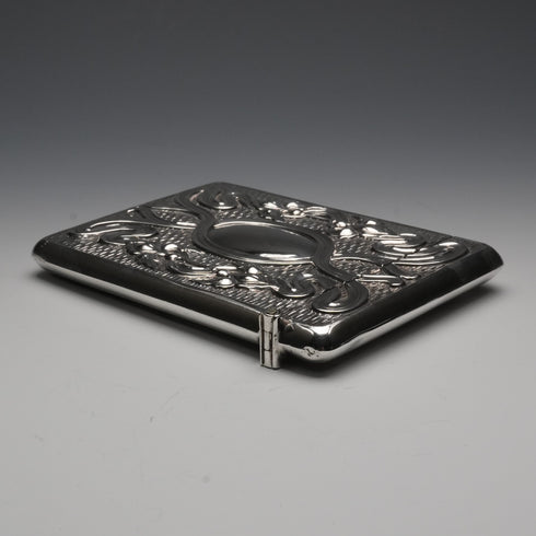 1903 British Antique Sterling Silver Large Card Case 97g Henry Matthews