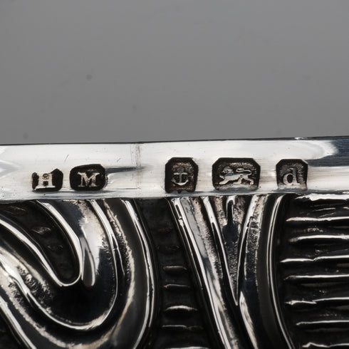 1903 British Antique Sterling Silver Large Card Case 97g Henry Matthews