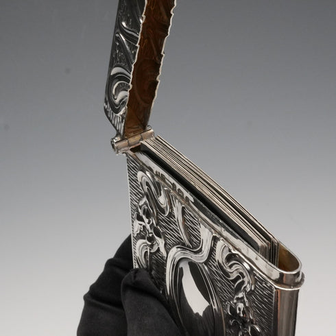 1903 British Antique Sterling Silver Large Card Case 97g Henry Matthews