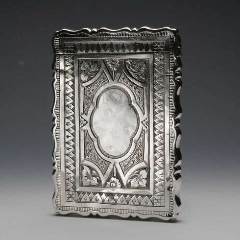1873 Antique British Sterling Silver Card Case 56g GEORGE UNITE