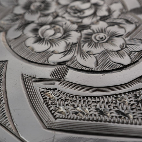 1873 Antique British Sterling Silver Card Case 56g GEORGE UNITE