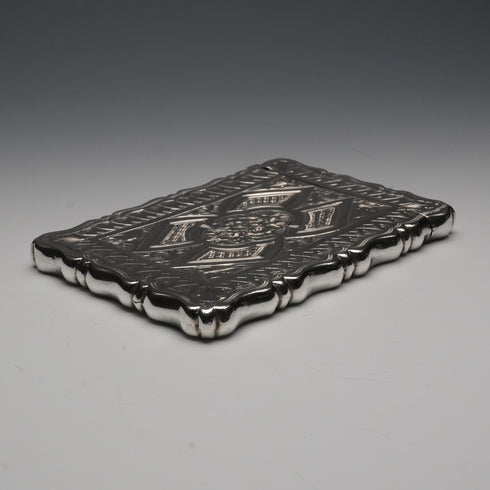 1873 Antique British Sterling Silver Card Case 56g GEORGE UNITE