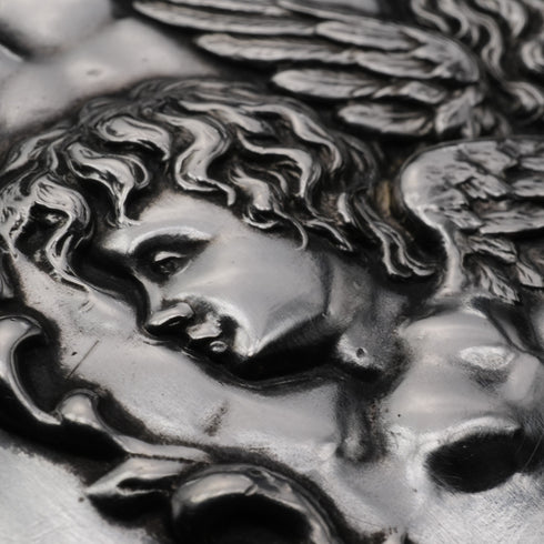 1906 British Antique Sterling Silver Angel-decorated Card Case 68g William Neale