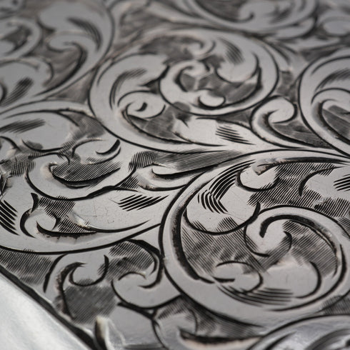 1916 English Antique Sterling Silver Card Case with Chain 71g Edwin Joseph Houlston