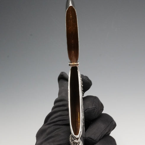 1916 English Antique Sterling Silver Card Case with Chain 71g Edwin Joseph Houlston