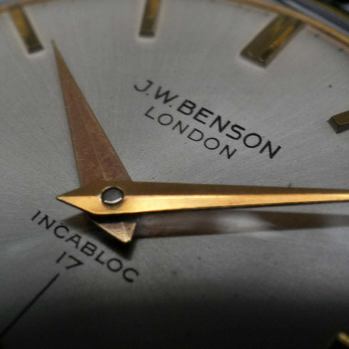 英国ヴィンテージ J.W.Benson 紳士用機械式腕時計 合金ケース 17石 動作良好