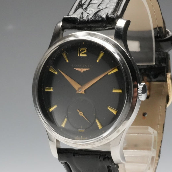 Circa 1958 Longines Men's Mechanical Watch Ref. 7137.1 Cal. 12.68Z Black Dial In good working order