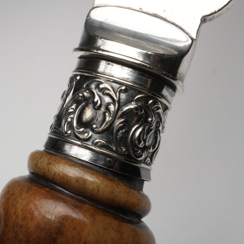 Circa 1898 UK Antique Antler Handle Fish Server Set by R.F. Mosley & Sons