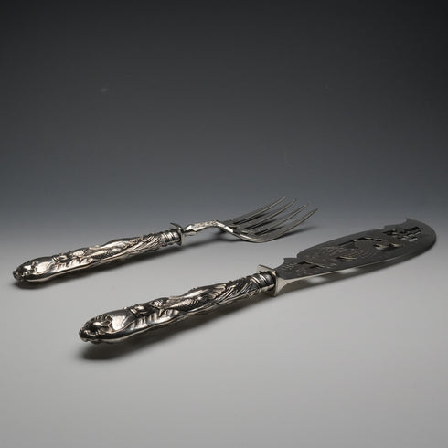 English Antique Mid-Victorian Silver-Plated Fish Server Set
