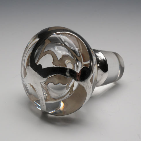 Vintage American Art Nouveau Silver Overlay Glass Perfume Bottle