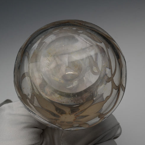 Vintage American Art Nouveau Silver Overlay Glass Perfume Bottle