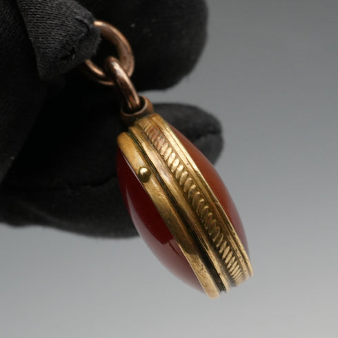 アンティーク ロールドゴールド製 アルバートチェーン 石付きロケットフォブ