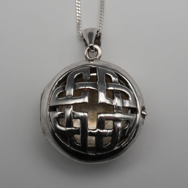 English Vintage Sterling Silver Locket Pendant with Sterling Silver Chain