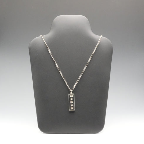 1977年 英国ヴィンテージ 純銀製 ジュビリーインゴットペンダント 純銀チェーン付 計42.3g ケース付