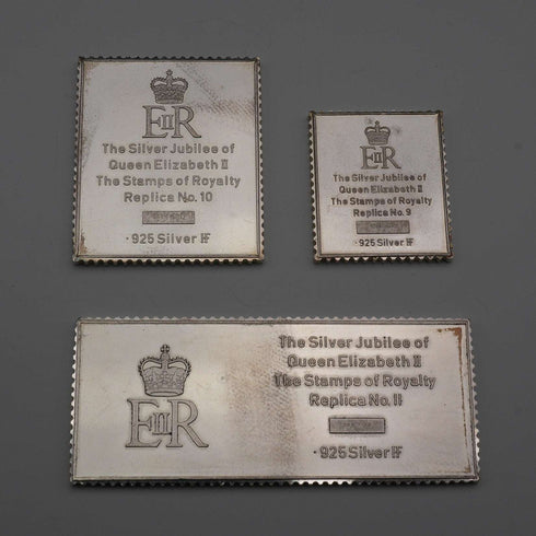 English Vintage Sterling Silver Edwardian Stamp Replica Ingot Set, Total 63g
