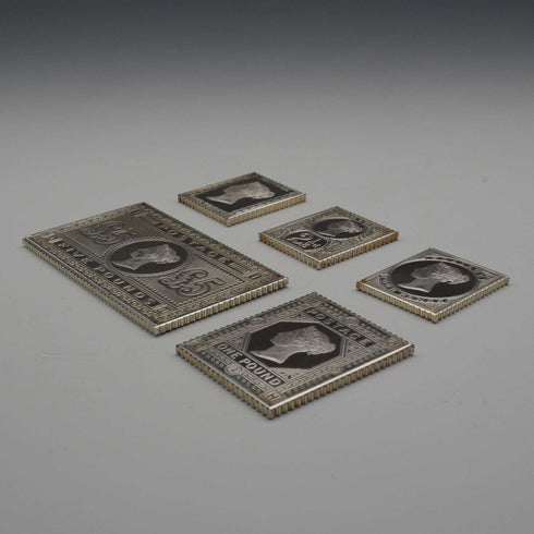 United Kingdom Vintage Sterling Silver Victorian Stamp Replica Ingot Set Total 92.5g