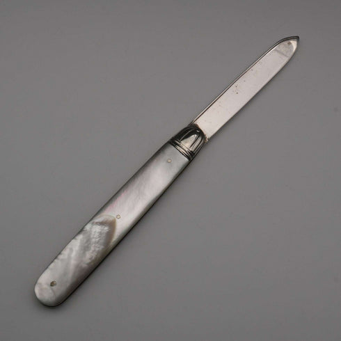1905 British Antique Mother-of-Pearl Handle Sterling Silver Blade Penknife by Villiers & Jackson