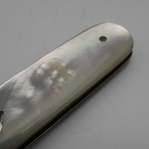 1905 British Antique Mother-of-Pearl Handle Sterling Silver Blade Penknife by Villiers & Jackson