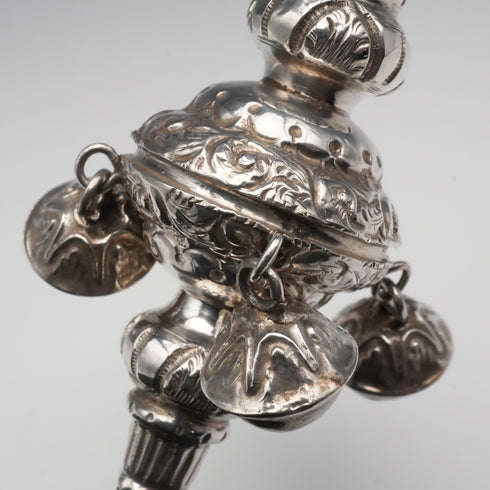 1890年 英国アンティーク 純銀製 「コーラル&ベル」 ベビーラトル George Unite