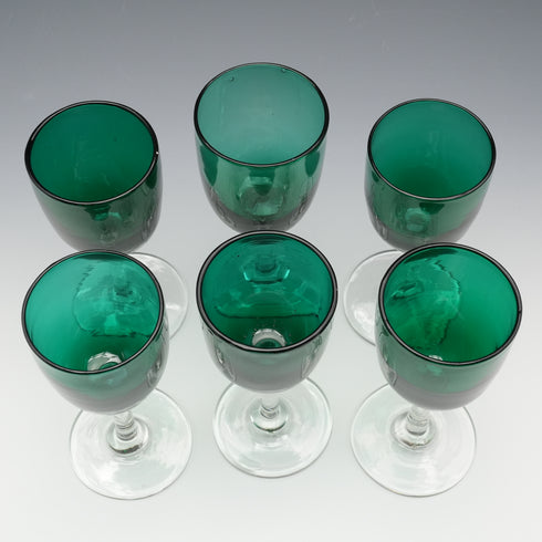 英國復古布里斯托爾綠色玻璃利口酒杯六件套