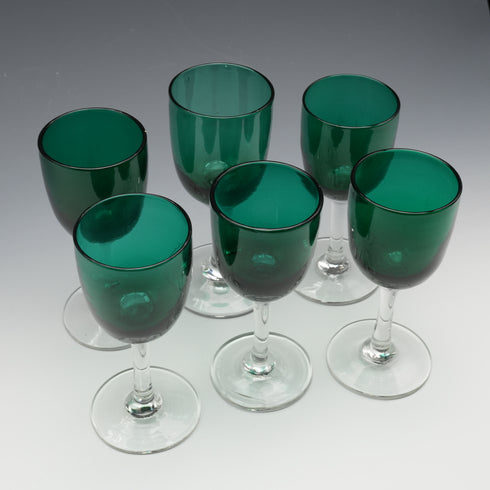 英國復古布里斯托爾綠色玻璃利口酒杯六件套
