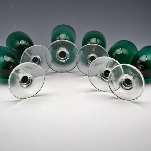 英國復古布里斯托爾綠色玻璃利口酒杯六件套