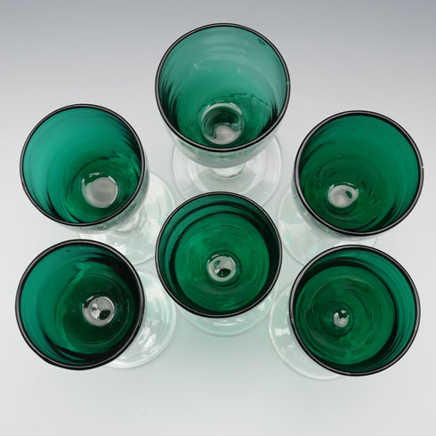 英國復古布里斯托爾綠色玻璃利口酒杯六件套