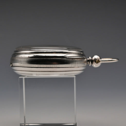 1880年 英国アンティーク 装飾ダイヤル 鍵巻き 銀側懐中時計 可動品 針無し(ジャンク)