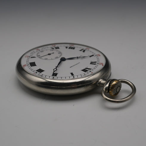 1916年頃 アンティーク ロンジン 懐中時計 薄型銀張りケース 動作良好