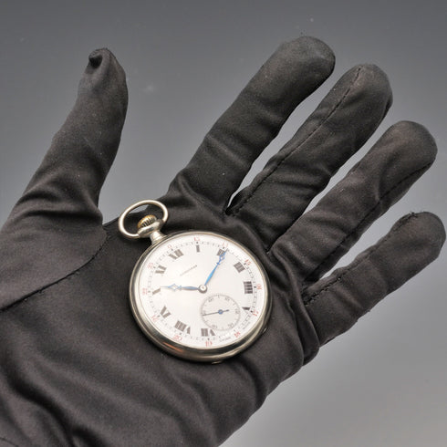 1916年頃 アンティーク ロンジン 懐中時計 薄型銀張りケース 動作良好