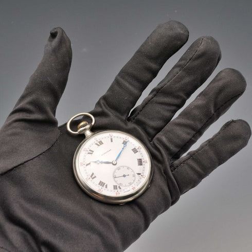 1916年頃 アンティーク ロンジン 懐中時計 薄型銀張りケース 動作良好