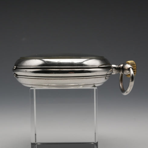 スイス アンティーク ゴリアテ懐中時計 直径63mm 800シルバーケース 動作良好