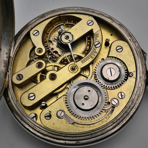 スイス アンティーク ゴリアテ懐中時計 直径63mm 800シルバーケース 動作良好