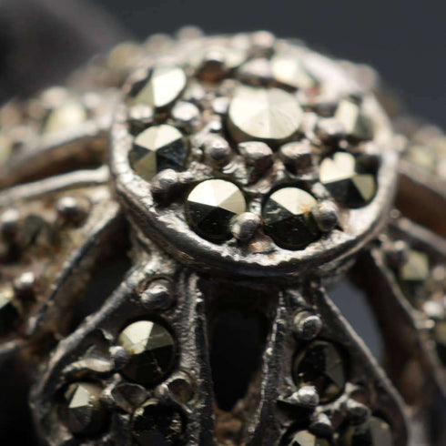 Vintage Dome Floral Marcasite Sterling Silver Ring (US Size 7.5)