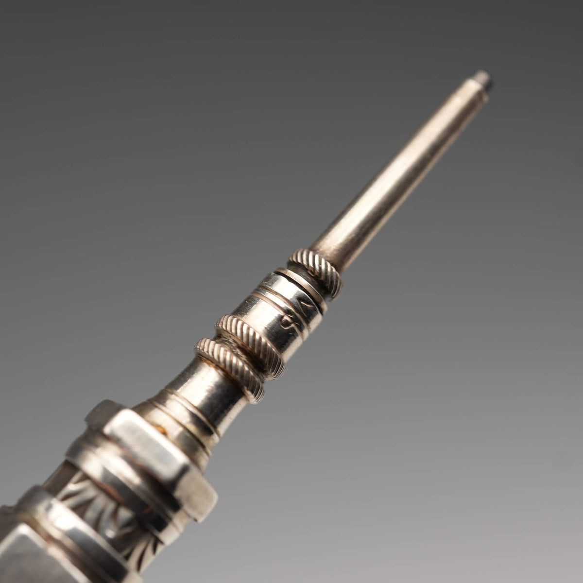 アンティーク シルバー製 アメジスト装飾 推進式ペンシル 89-118mm