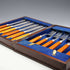 British Antique Agate-Style Resin Handle Cutlery Set, 6 Pairs, Frank Cobb, Cased