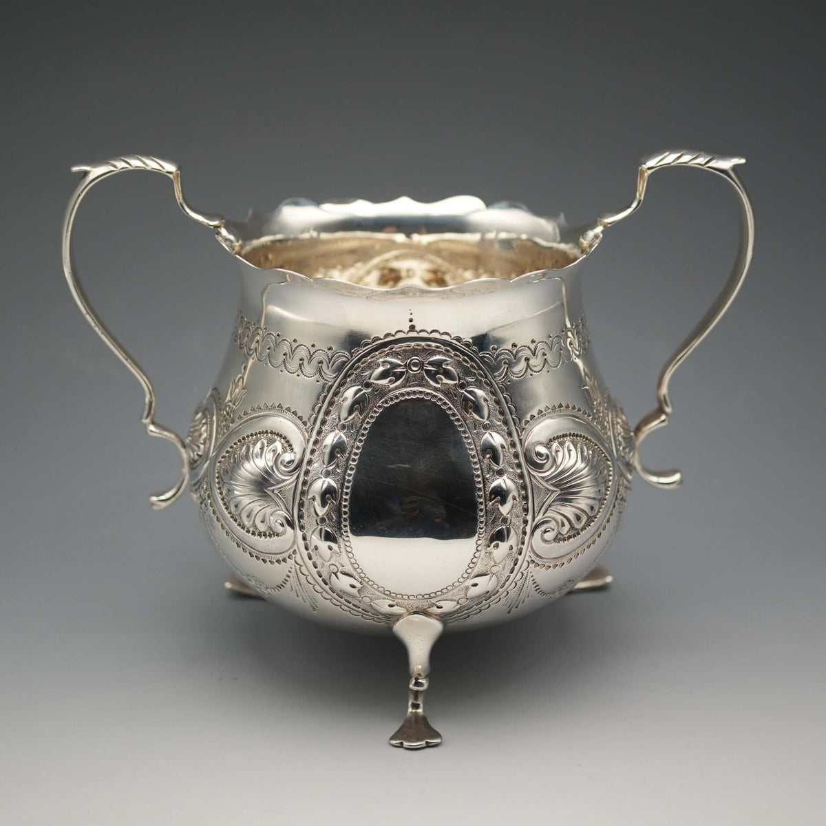 1906年 英国アンティーク 純銀製 シュガーボウル 236g Charles Horner