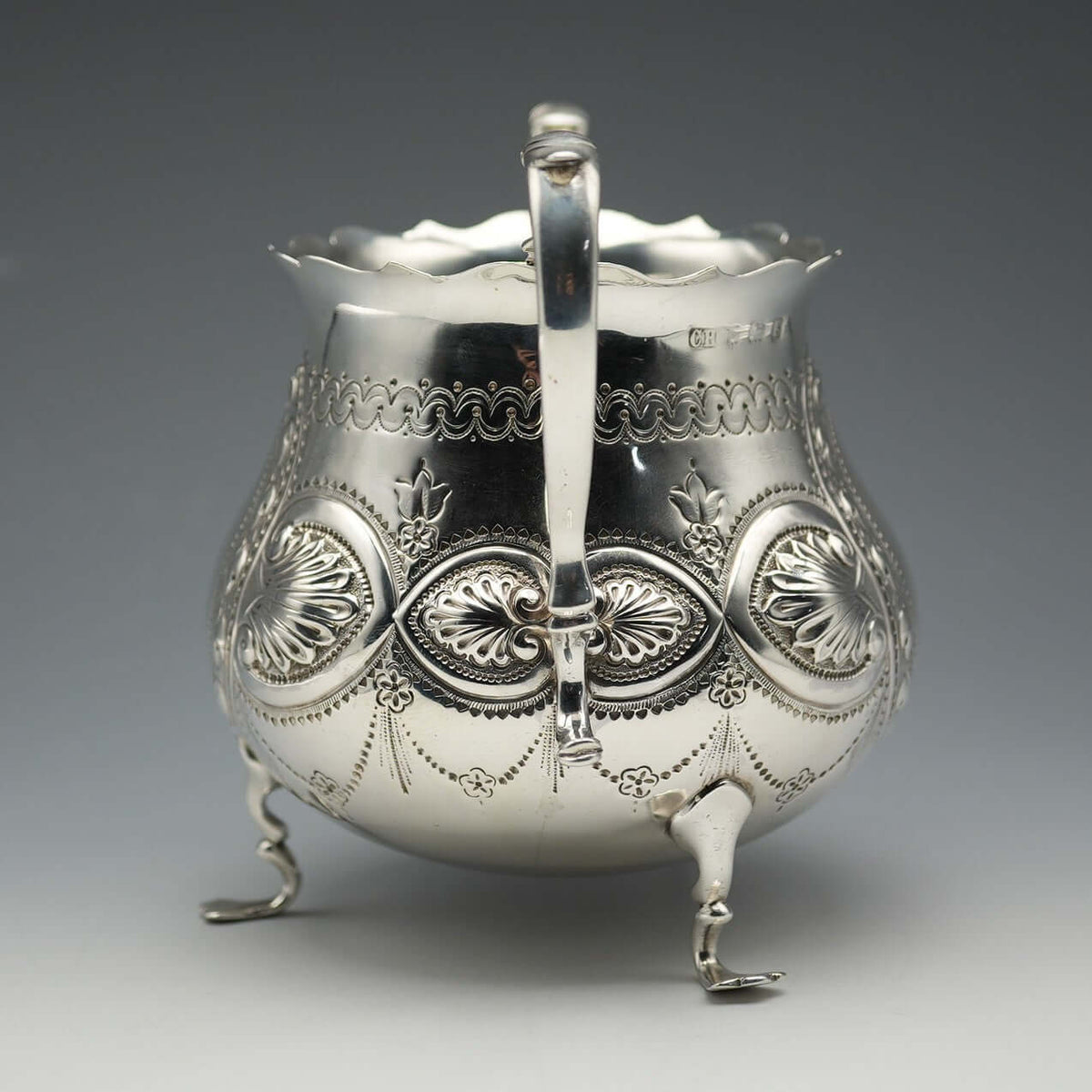 銀製クリーマー・シュガーボウルセット 1906年 英国アンティーク 純銀製 シュガーボウル 236g Charles Horner