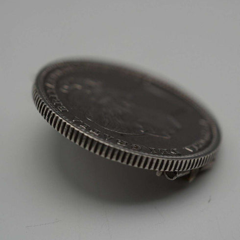 1884 Antique British Queen Victoria Silver Shilling Brooch 6.2g