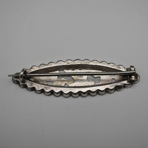 1914 British Antique Sterling Silver Brooch, Japonisme Bird Design, 2.3g, Joseph Richard