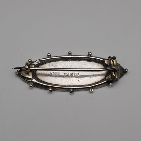 1895 Antique British Sterling Silver Brooch, Japonisme, Bird Design, 3.6g, Richard John Wakefield