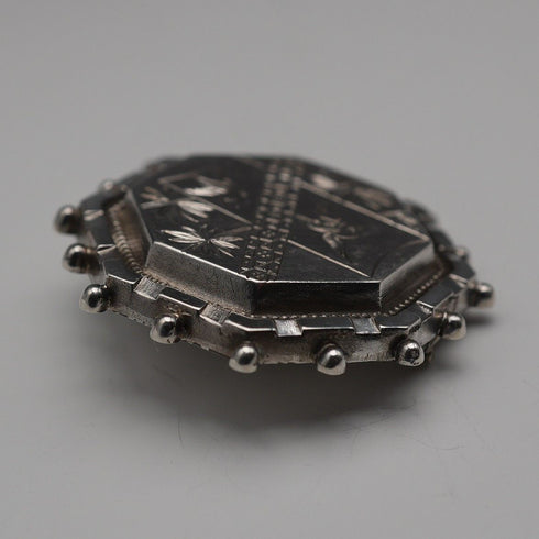 Antique Sterling Silver Brooch, Japonisme, Bird Design, 6.9g