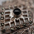 Vintage Black Onyx & Marcasite Sterling Silver Large Brooch 12.1g