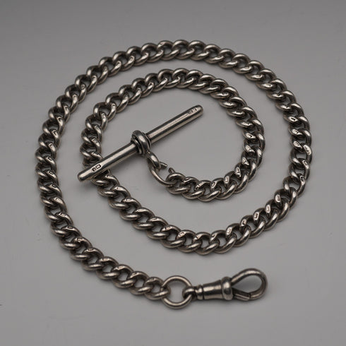 Circa 1919 English Antique Sterling Silver Albert Chain 40g (Fob not included)